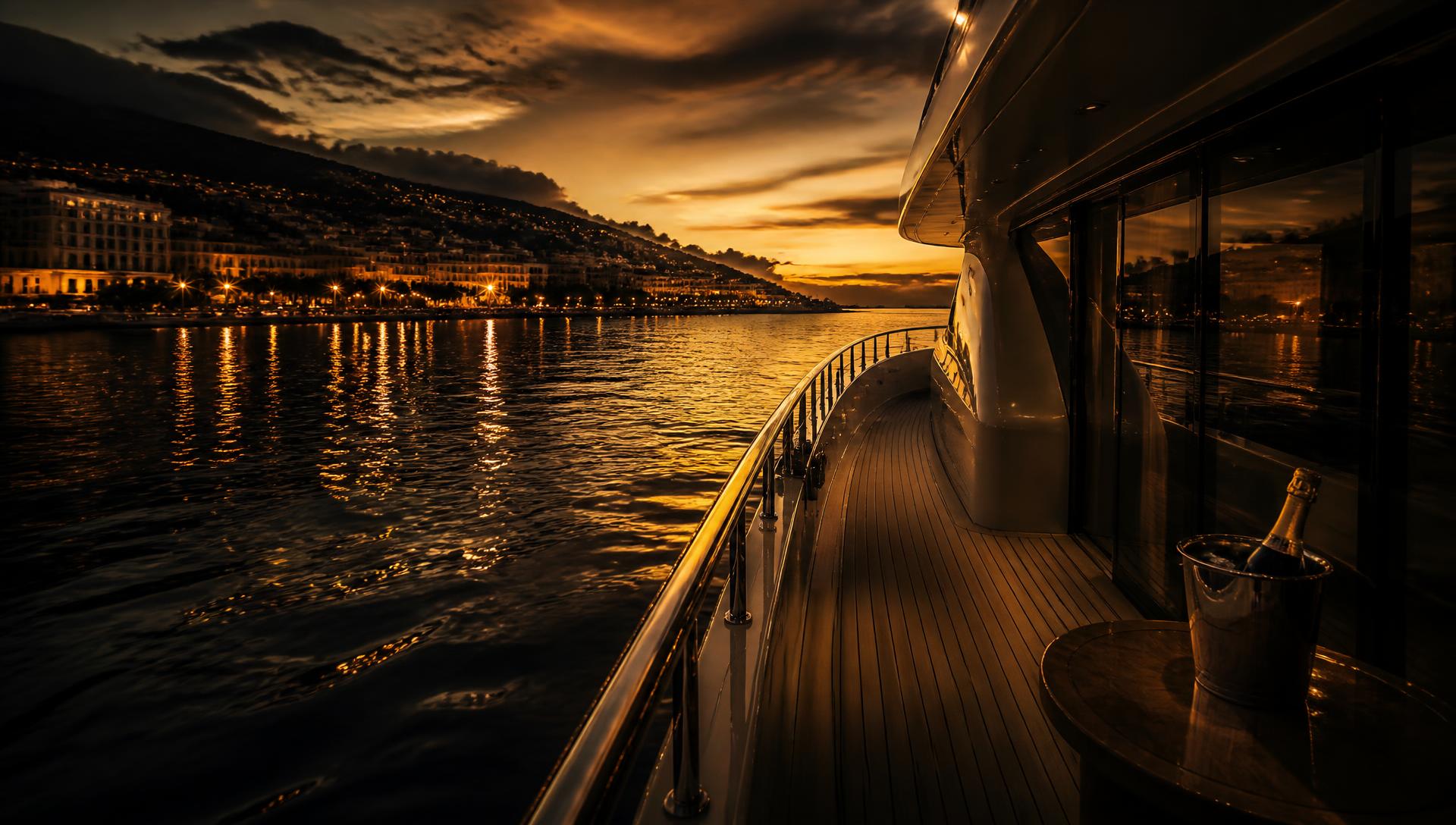 A superyacht deck overlooking the Riviera